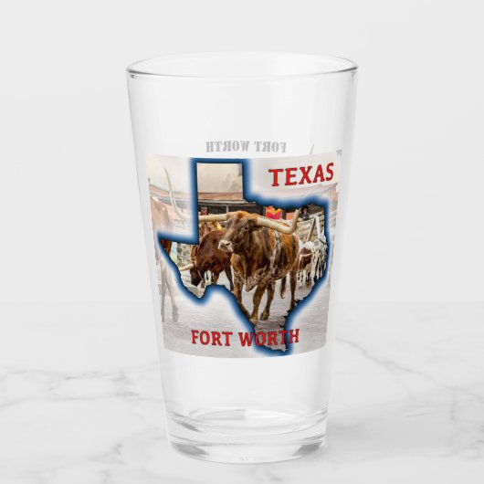 Fort Worth Cattle Drive, Bierglas Glas (Vorderseite)