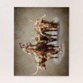 Fort Worth Cattle Drive in Textured Sepia Puzzle (Vertikal)
