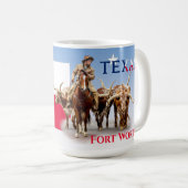 Fort Worth Cattle, Texas Flag, Tasse (VorderseiteRechts)