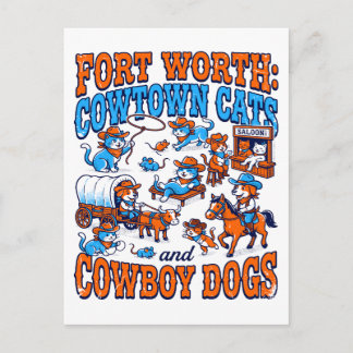 Fort Worth Cowtown Katzen und Cowboy-Hunde Postkarte