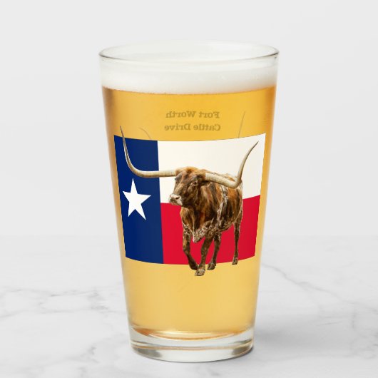 Fort Worth Longhorn, Bierglas Glas (Vorne (Gefüllt))