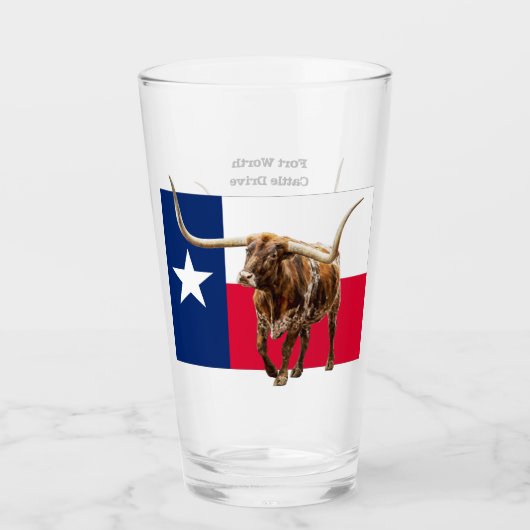 Fort Worth Longhorn, Bierglas Glas (Vorderseite)