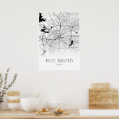 Fort Worth Map - Texas - City Map Poster (Küche)