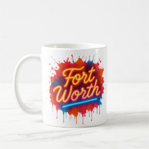Fort Worth Neon Street Art Splash Design Kaffeetasse