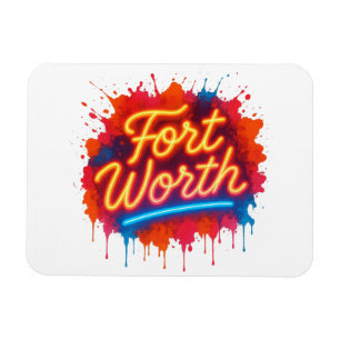 Fort Worth Neon Street Art Splash Design Magnet