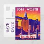 Fort Worth Save the Date, farbenfrohe Postkarte (Vorne/Hinten)