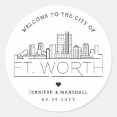 Fort Worth Skyline | Begrüßungsnachricht Runder Aufkleber (Vorderseite)
