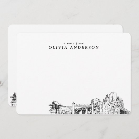 Fort Worth Skyline Sketch Personalisierte Mitteilu Mitteilungskarte (Vorne/Hinten)