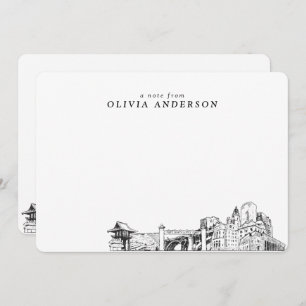 Fort Worth Skyline Sketch Personalisierte Mitteilu Mitteilungskarte