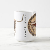 Fort Worth Stock Yards Texas Graphic on white, Tas Kaffeetasse (Mittel)