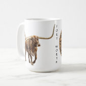 Fort Worth Stock Yards Texas Graphic on white, Tas Kaffeetasse (Vorderseite Links)