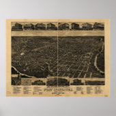 Fort Worth Texas 1886 Antik Panoramablick Karte Poster (Vorne)