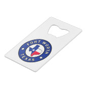 Fort Worth Texas Geldbeutel Flaschenöffner (Vorderseite Schrägansicht)