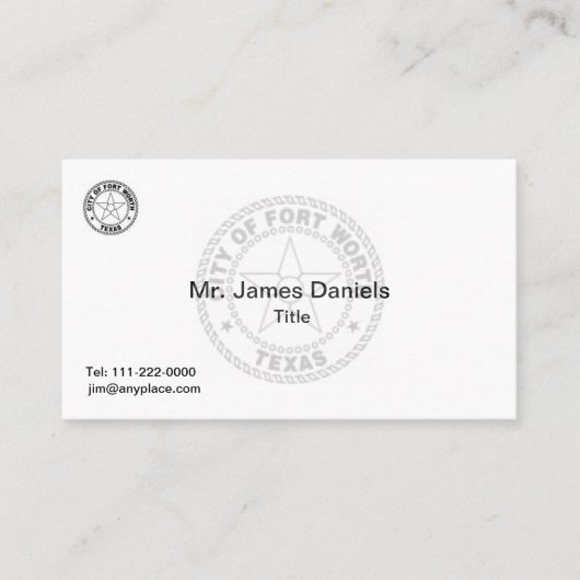 Fort Worth Texas Great Siegel Visitenkarte (Vorderseite)