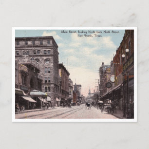 Fort Worth, Texas, Main Street Vintage Postkarte