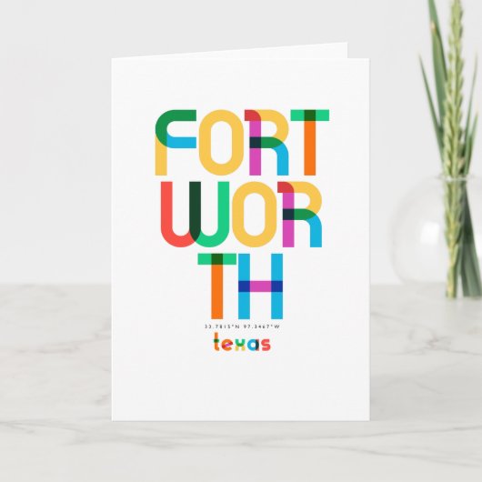 Fort Worth Texas Mitte Jahrhundert, Pop Art, Karte (Vorderseite)
