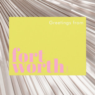 Fort Worth Texas modern rosa gelb Postkarte