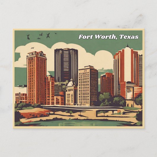 Fort Worth Texas Postkarte (Vorderseite)
