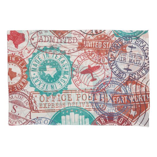 Fort Worth Texas: Reise Briefmarke. Kissenbezug (Vorderseite)
