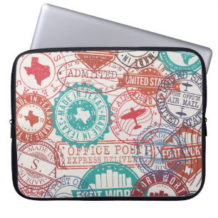 Fort Worth Texas: Reise Briefmarke. Laptopschutzhülle
