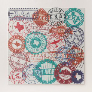Fort Worth Texas: Reisestempel. Puzzle