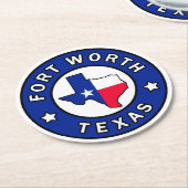 Fort Worth Texas Runder Pappuntersetzer (Angewinkelt)