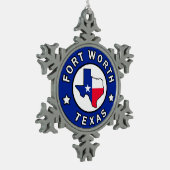 Fort Worth Texas Schneeflocken Zinn-Ornament (Links)
