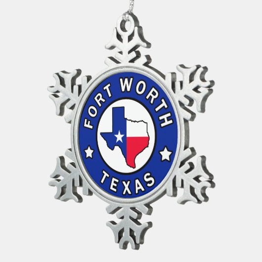Fort Worth Texas Schneeflocken Zinn-Ornament (Rechts)