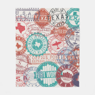 Fort Worth Texas Set der Briefmarke. Briefmarke. M Fleecedecke