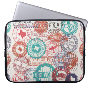 Fort Worth Texas Set der Briefmarke. Briefmarke. M Laptopschutzhülle