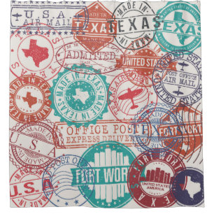 Fort Worth Texas Set of Stamps. Travel Stamp. Made Duschvorhang