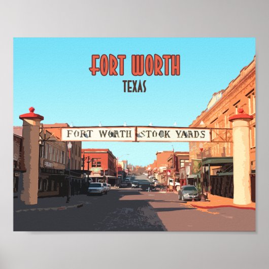 Fort Worth Texas Stock Yards Vintag Poster (Vorne)