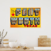 Fort Worth Texas TX Vintager Großbuchstabe Postkar Poster (Küche)