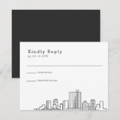 Fort Worth, Texas Wedding | Stilisierte Skyline-UA RSVP Karte (Vorne/Hinten)
