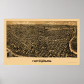 Fort Worth, TX Panorama Karte - 1891 Poster (Vorne)