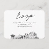Fort Worth Wedding Minimalistisch Sketch UAWG Begleitkarte (Vorderseite)