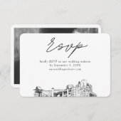Fort Worth Wedding Minimalistisch Sketch UAWG Begleitkarte (Vorne/Hinten)
