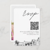 Fort Worth Wedding RSVP QR Code Small Begleitkarte (Vorne/Hinten)
