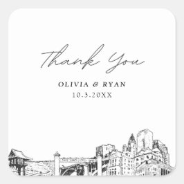 Fort Worth Wedding Sehenswürdigkeiten Vielen Dank Quadratischer Aufkleber