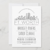 Fort Worth Wedding | Stilisierte Skyline-Einladung Einladung (Vorderseite)