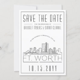 Fort Worth Wedding Stylized Skyline Save the Date Einladung