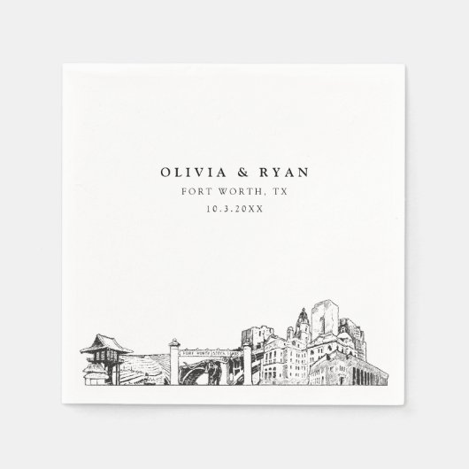 Fort Worth Wedth Paper Cocktail Napkin Serviette (Vorderseite)