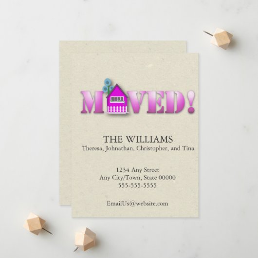 Fortbewegte Meldung (Lila) Ankündigung (Vorderseite/Rückseite Beispiel)