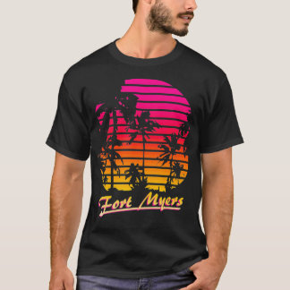 FortCool 80er Palm Trees Summer Sunset T-Shirt