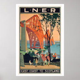 Forth Bridge East Coast to Scotland Vintage Travel Poster