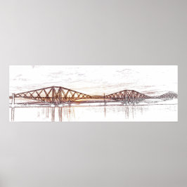 Forth Bridge Schottland Minimalistische Skizze Poster