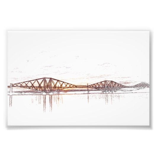 Forth Bridge Scotland Minimalist Sketch Fotodruck (Vorne)