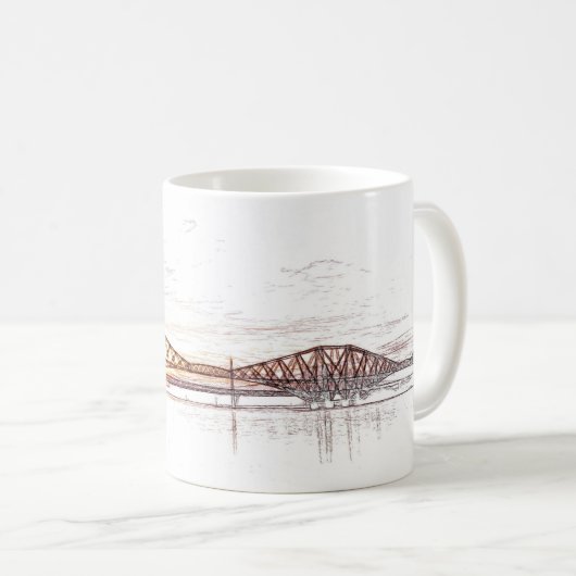 Forth Bridge Scotland Minimalist Sketch Kaffeetasse (VorderseiteRechts)