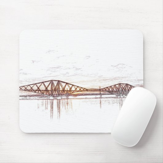 Forth Bridge Scotland Minimalist Sketch Mousepad (Mit Mouse)