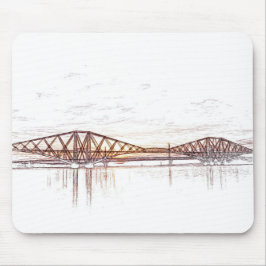 Forth Bridge Scotland Minimalist Sketch Mousepad